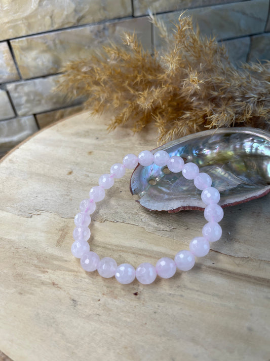 Naturstein Rosenquarz facettiert Armband Edelstein