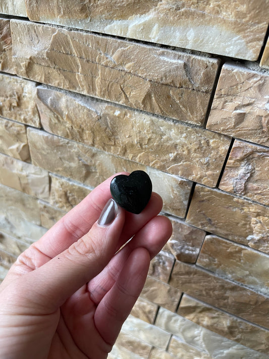 Herz Halskette verstellbares Lederband (schwarzer Turmalin/Schörl)