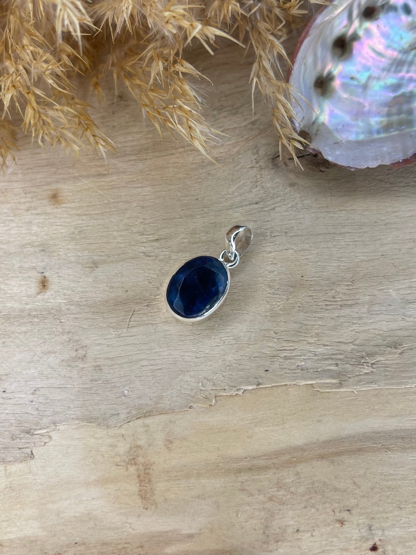 Fluorit blau Anhänger facetiert 925 Silber