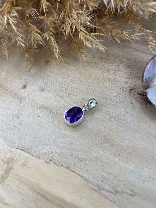 Amethyst Anhänger 925 silber facettiert Naturstein hochwertig