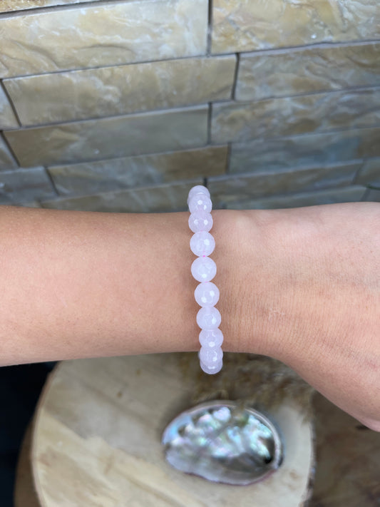 Naturstein Rosenquarz facettiert Armband Edelstein