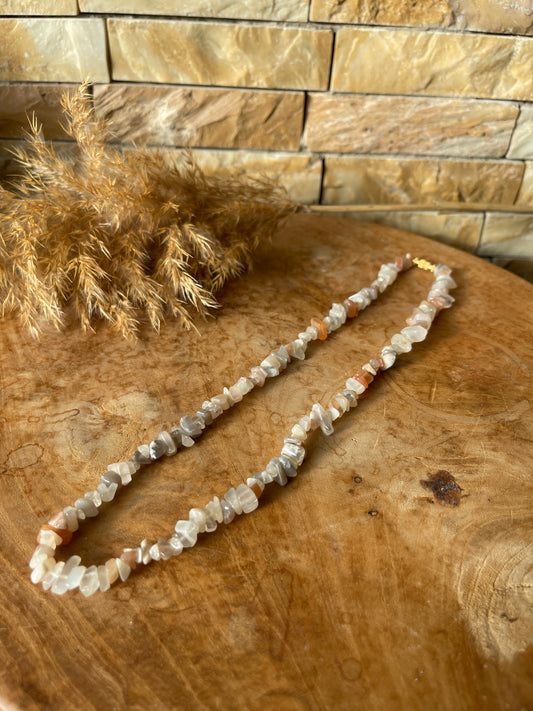 Halskette Mondstein Splitter 50cm