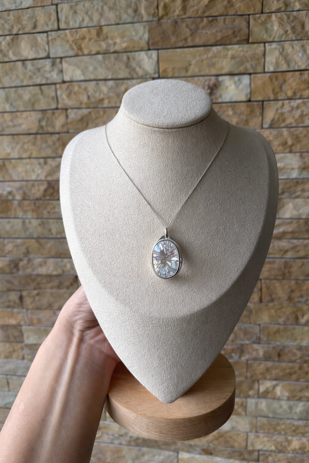 Filigrane Echtsilber Bergkristall Halskette Naturstein