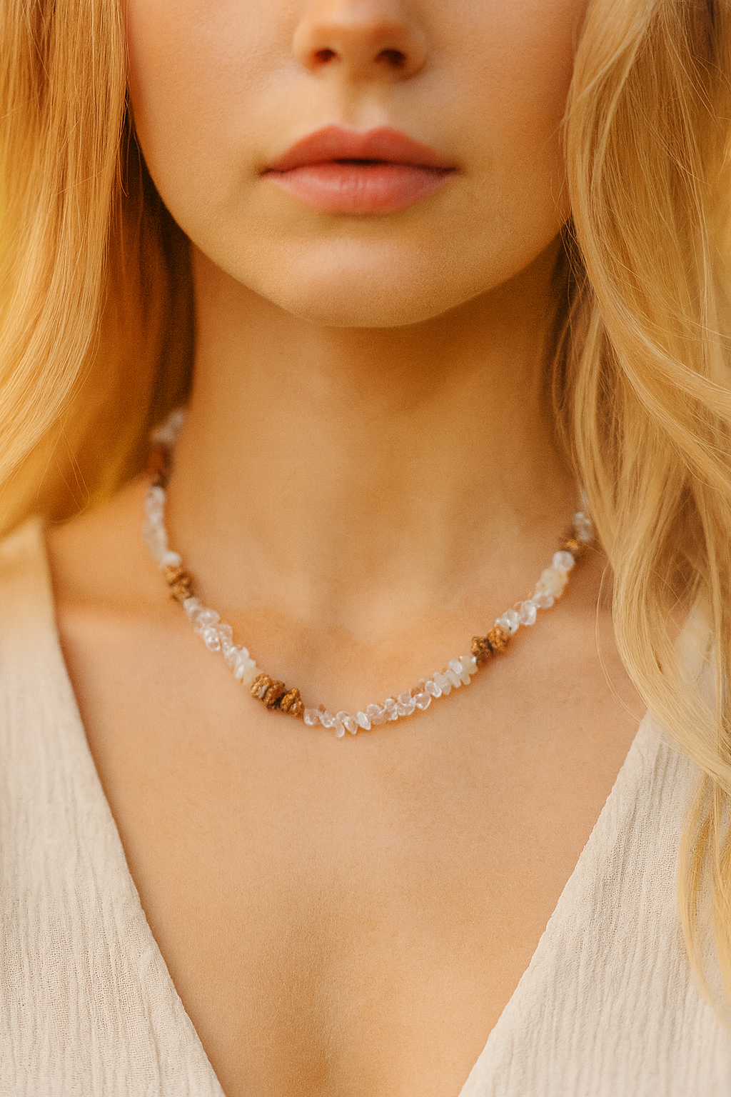 Collier Mix (Mondstein, Jaspis, Bergkristall) Ausdauer & Intuition