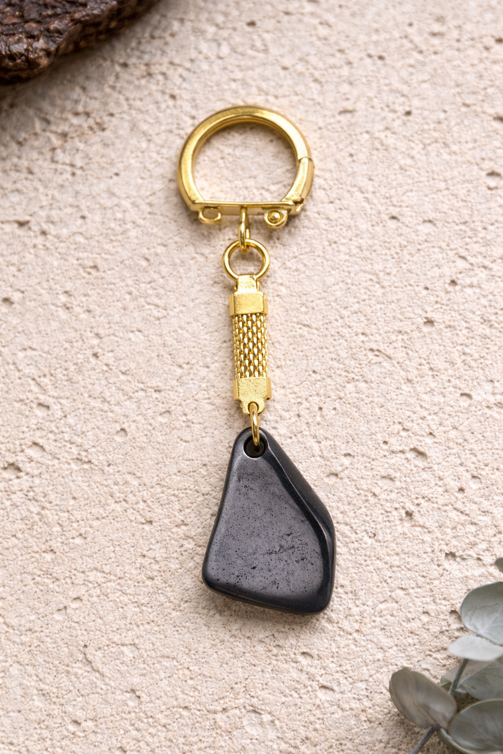 Schungit Schlüsselanhänger (gold)