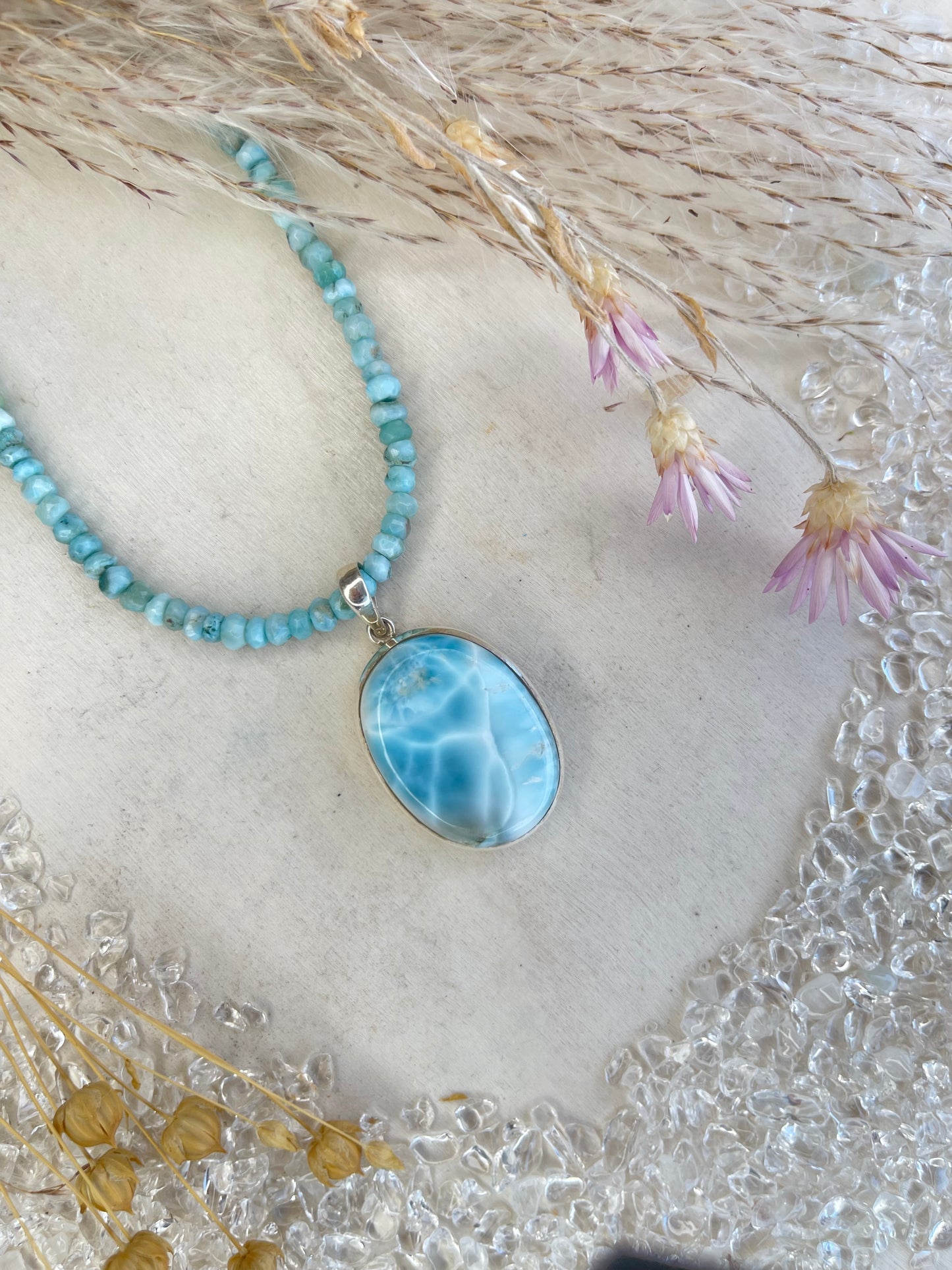 Larimar Halskette (925 Silber)
