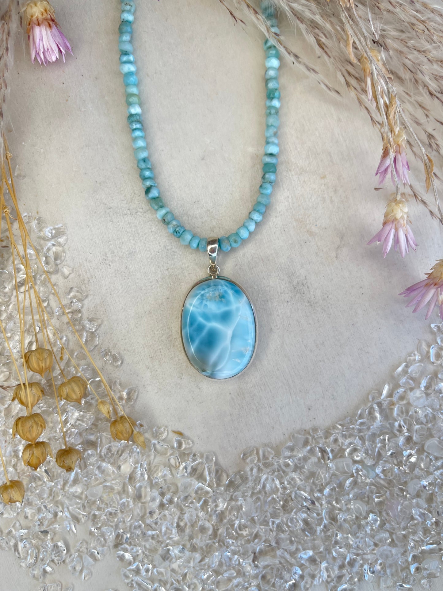 Larimar Halskette (925 Silber)