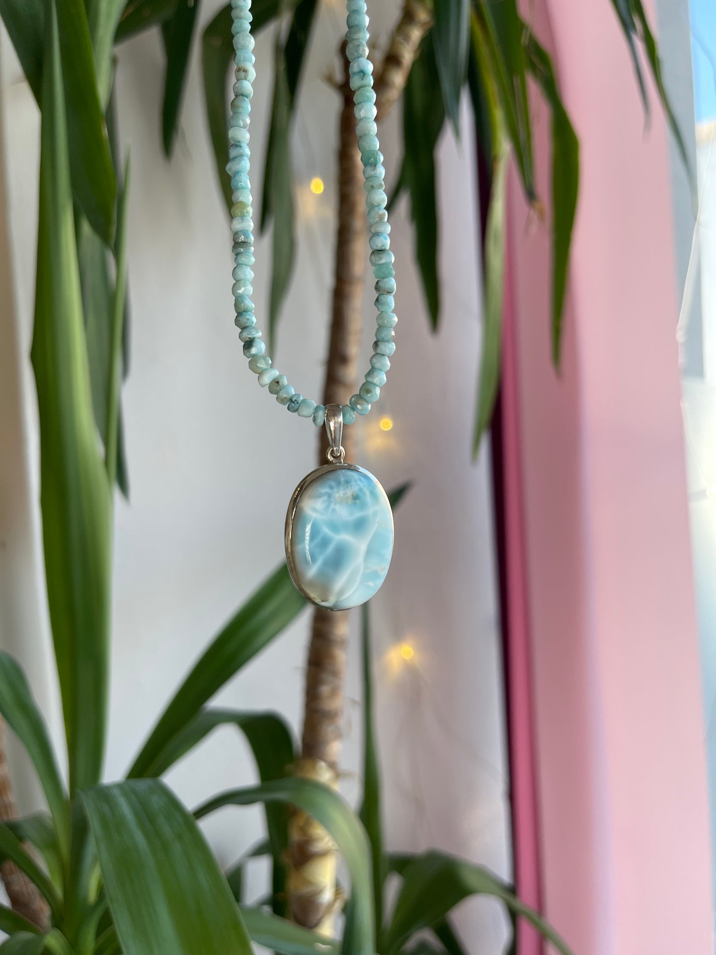 Larimar Halskette (925 Silber)