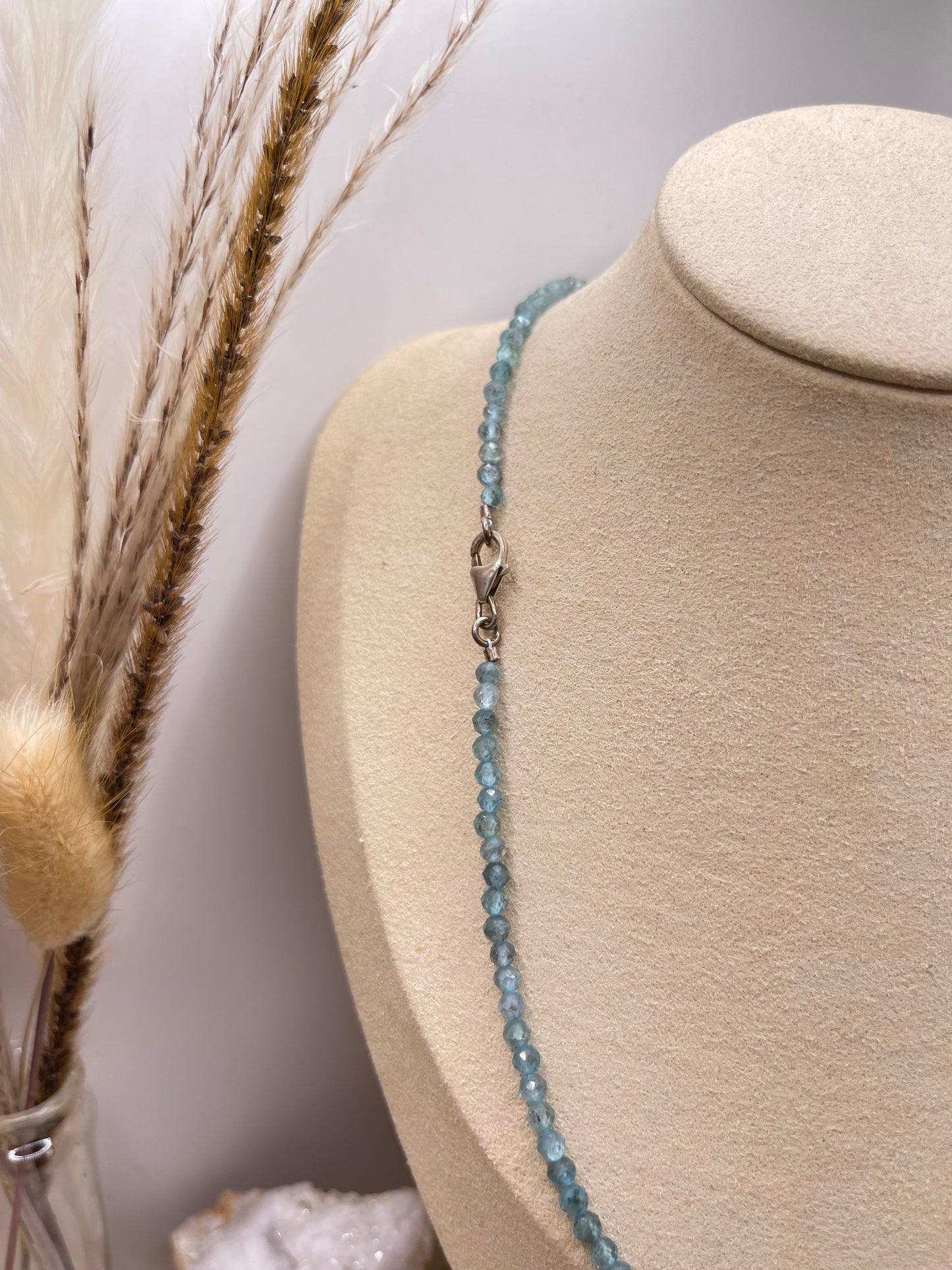 Edelstein Halskette Apatit blau | Rhodochrosit facettiert