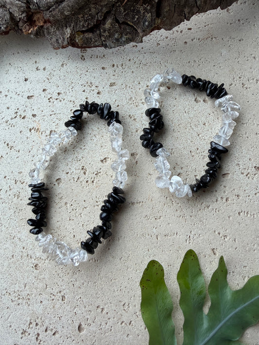 Pärchenarmband - Bergkristall & Turmalin