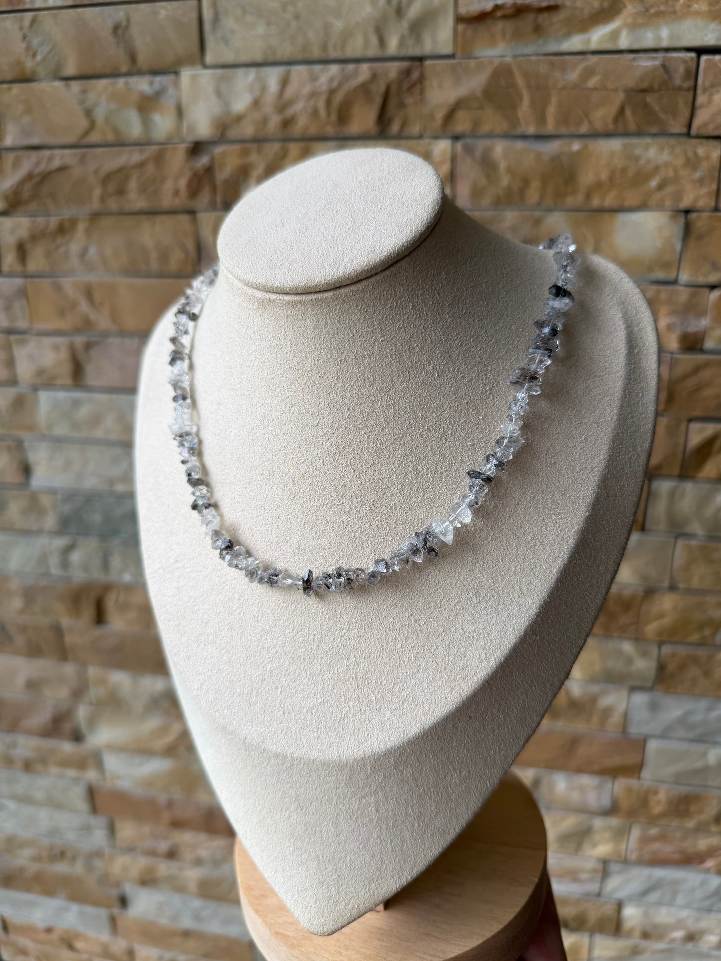 Herkimer Diamant Halskette vollbesetzt mit Naturkristallen und 925 Silber Karabiner – Naturlichtmagie