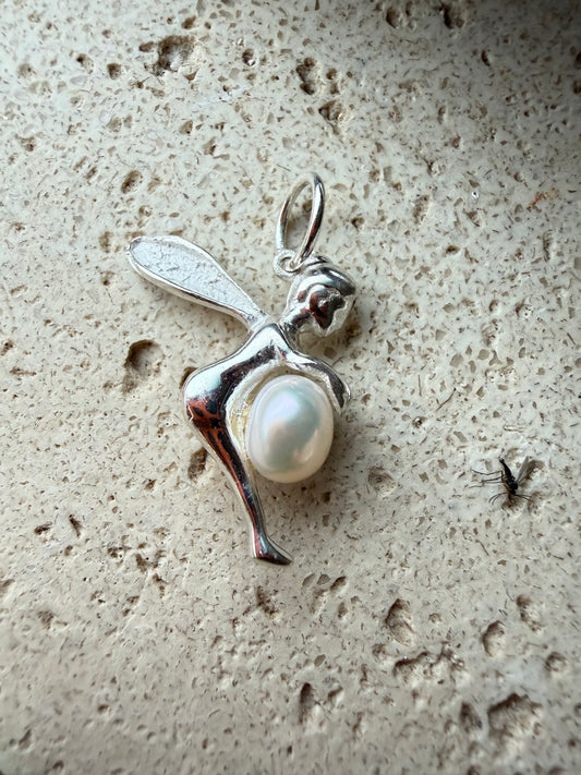 Fee mit Süßwasserperle Anhänger (925 silber)