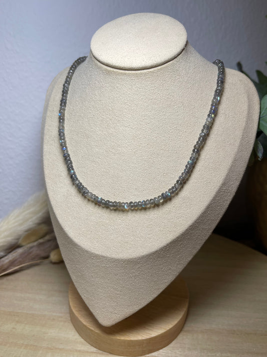 Labradorit Halskette mit 925 Silber Verschluss