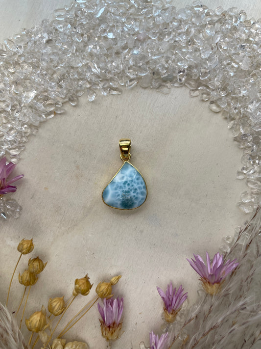 Larimar Anhänger (925 Silber, vergoldet)