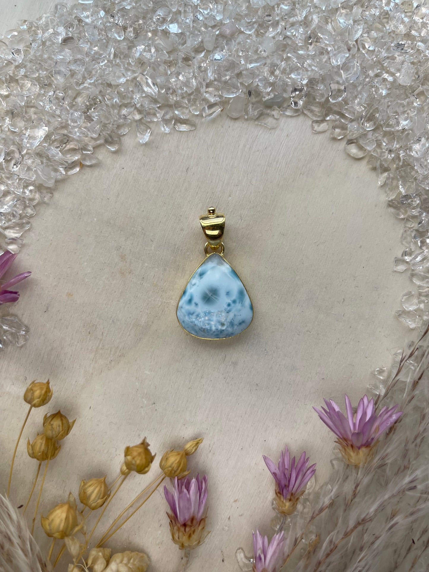Larimar Anhänger (925 Silber, vergoldet)