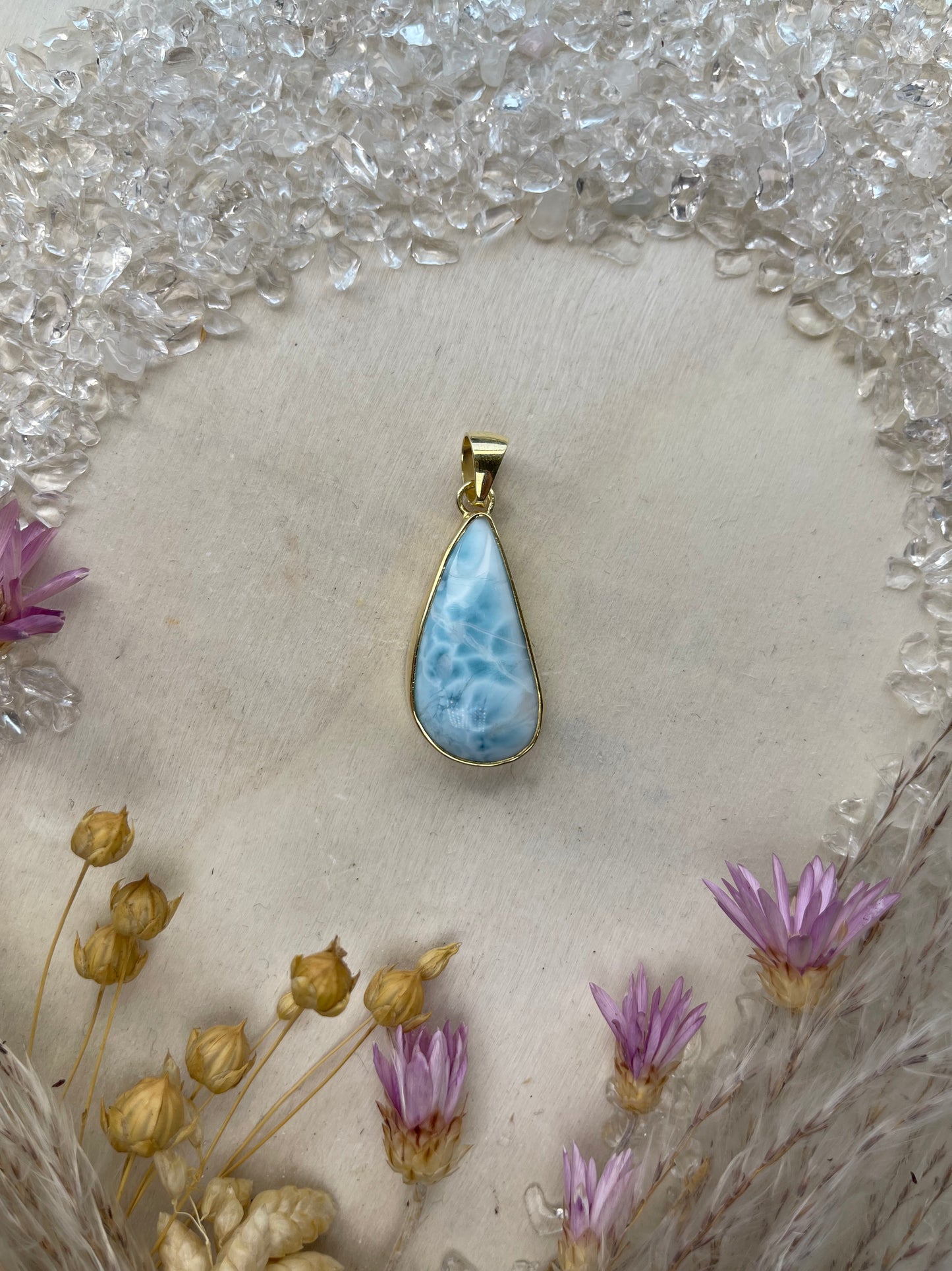 Larimar Anhänger (925 Silber, vergoldet)