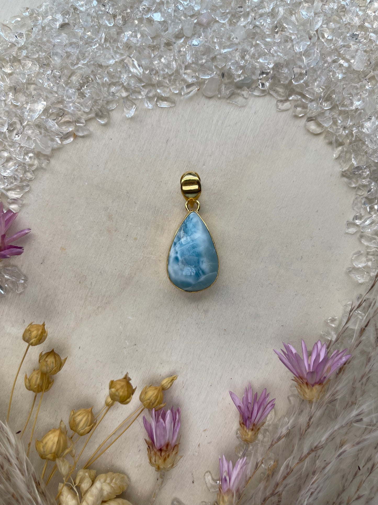 Larimar Anhänger (925 Silber, vergoldet)