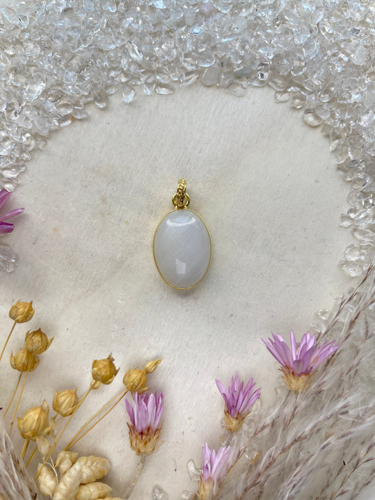 Regenbogen-Mondstein Anhänger (925 Silber, vergoldet)