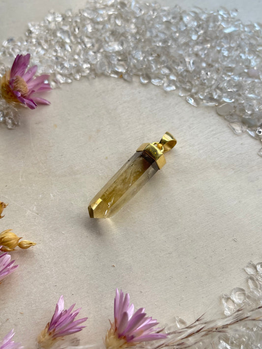 Citrin Anhänger (925 Silber, vergoldet)