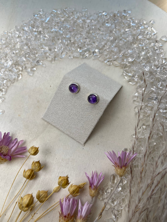 Edelstein Naturstein Amethyst Ohrstecker 925 Silber