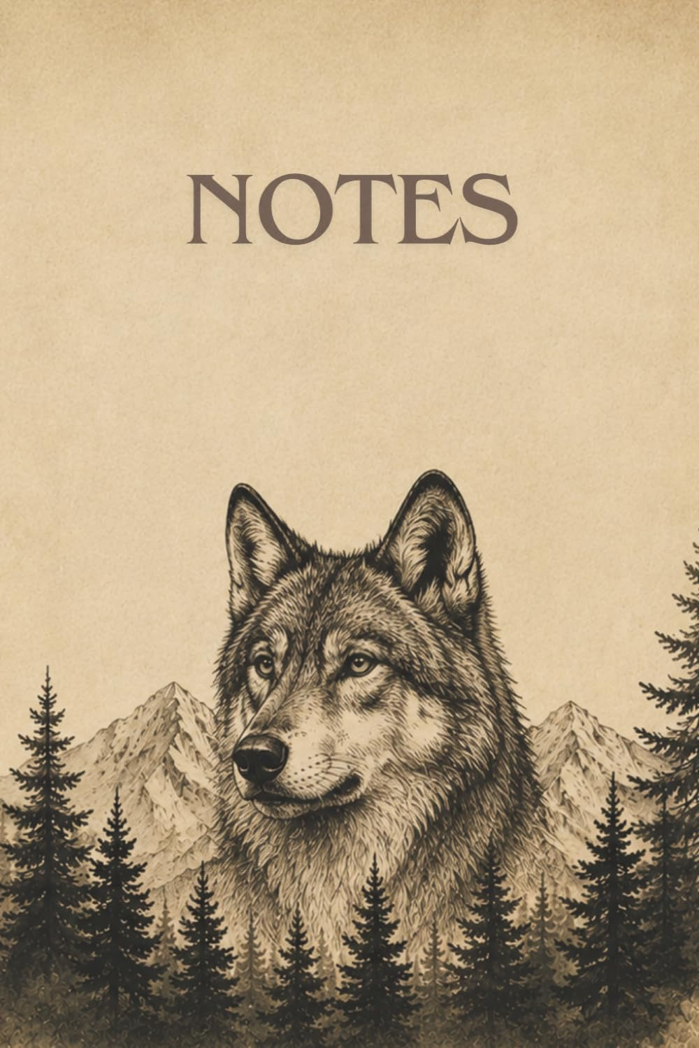 Wolf Krafttier Notizbuch liniert mit Naturmotiv und Waldtier Cover