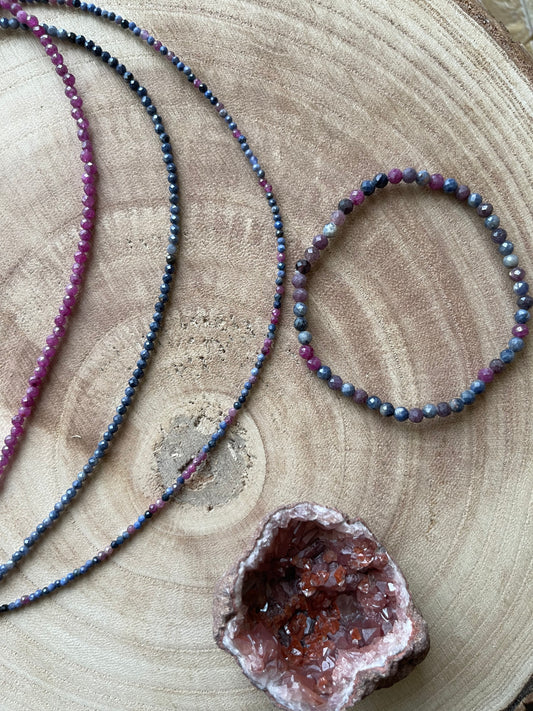 Rubin / Saphir Halskette 925 Silber