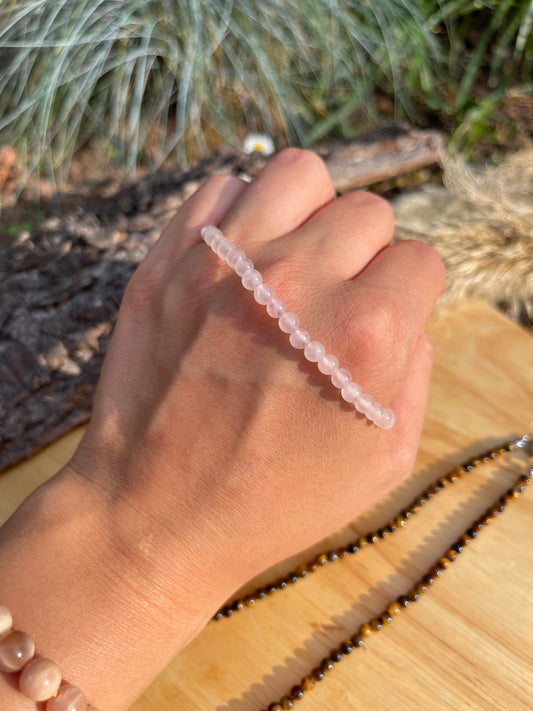 Edelstein Perlenkette Rosenquarz Tigerauge