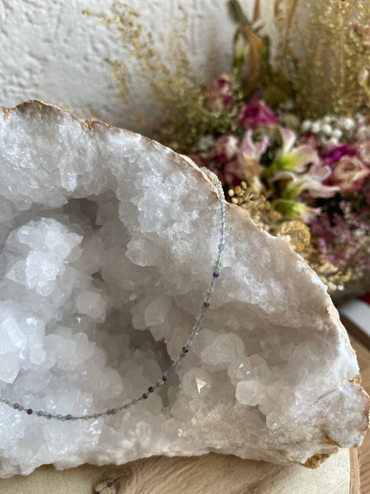 Edelstein Halskette Fluorit facettiert