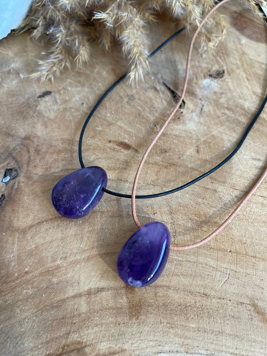 Amethyst Tropfen Halskette – Heilstein Edelsteinanhänger