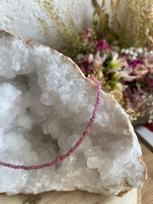 Edelstein Halskette Turmalin pink facettiert