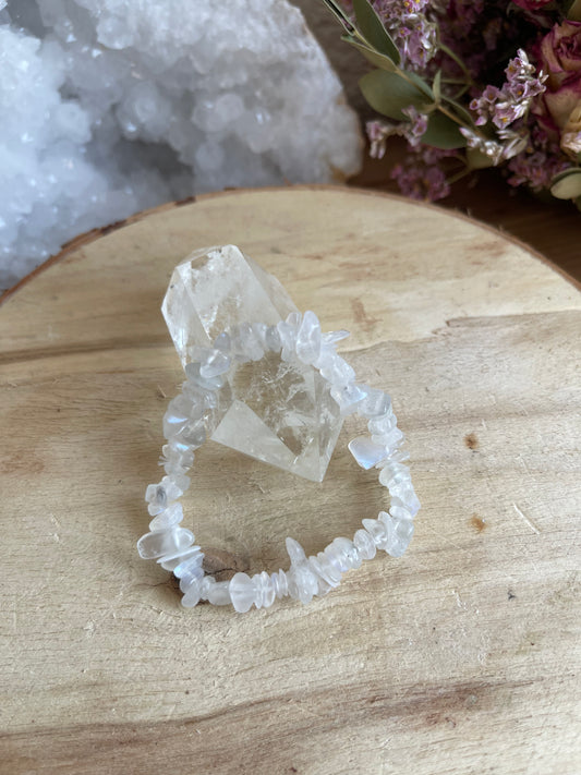 Edelstein Splitterarmband Regenbogen Mondstein (weißer Labradorit)