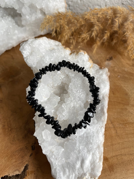 Edelstein Splitterarmband schwarzer Turmalin (Schörl)