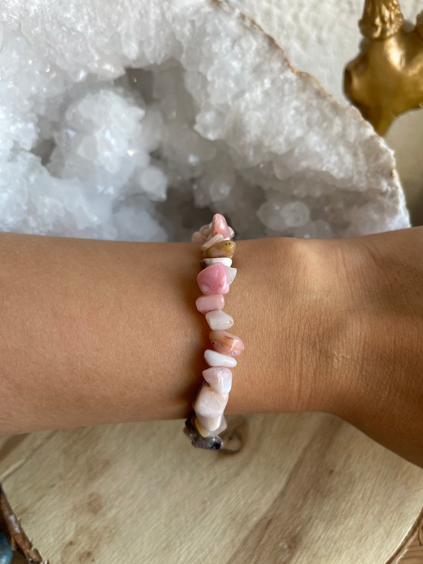 Edelstein Splitterarmband Andenopel rosa