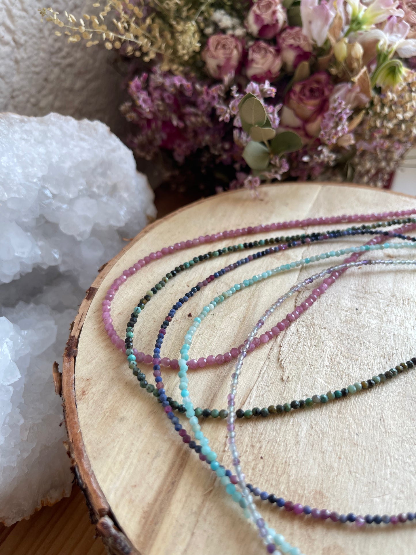 Edelstein Halskette Turmalin pink facettiert