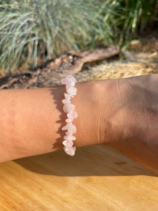 Edelstein Splitterarmband Rosenquarz