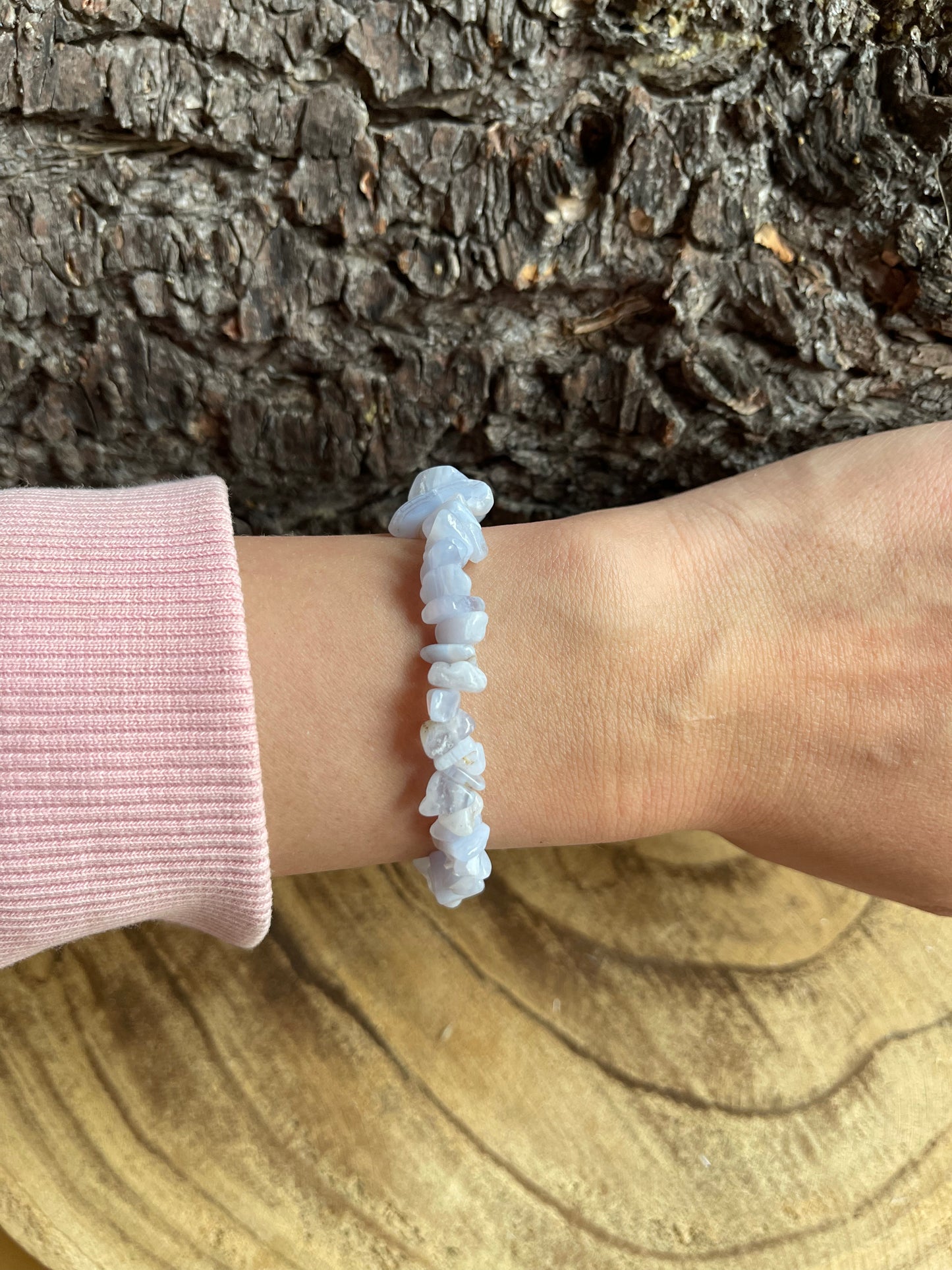 Edelstein Splitterarmband Chalcedon / Blue Lace