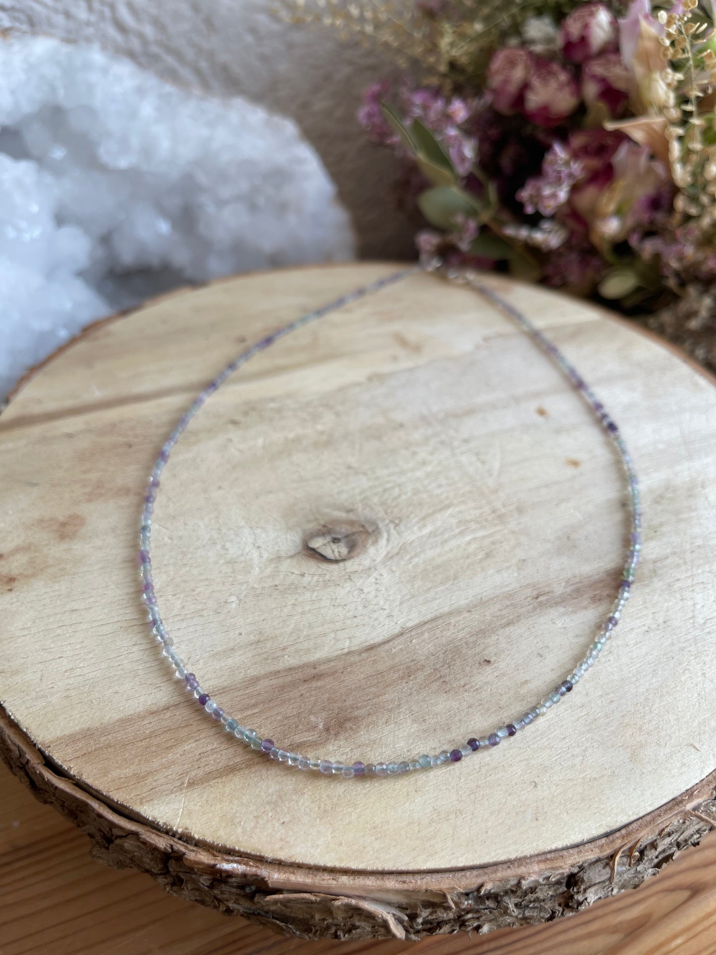 Edelstein Halskette Fluorit facettiert