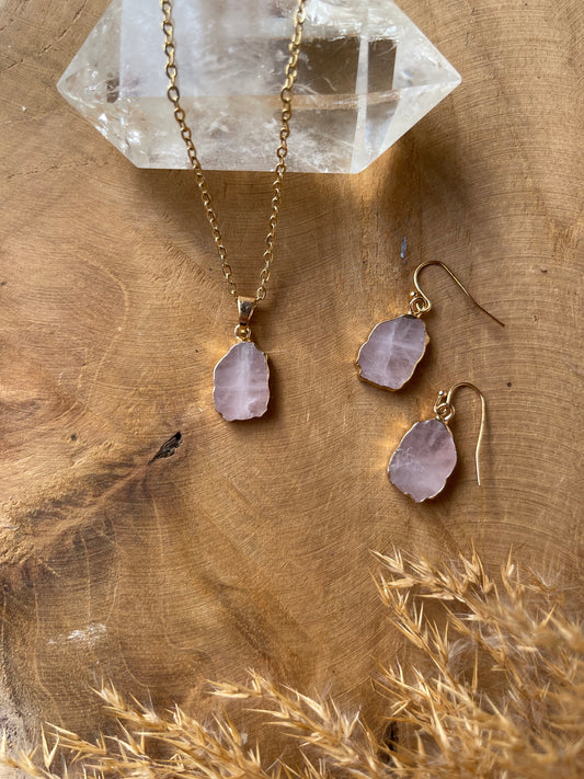 Rosenquarz Edelstein Halskette