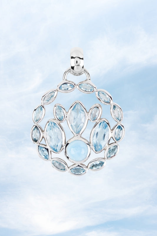 Anhänger Topas blau Marquise, Larimar