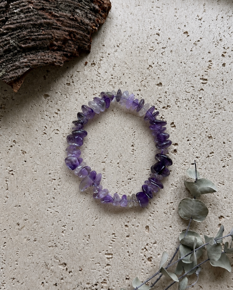 Amethyst Naturstein Edelstein Armband (Splitter)