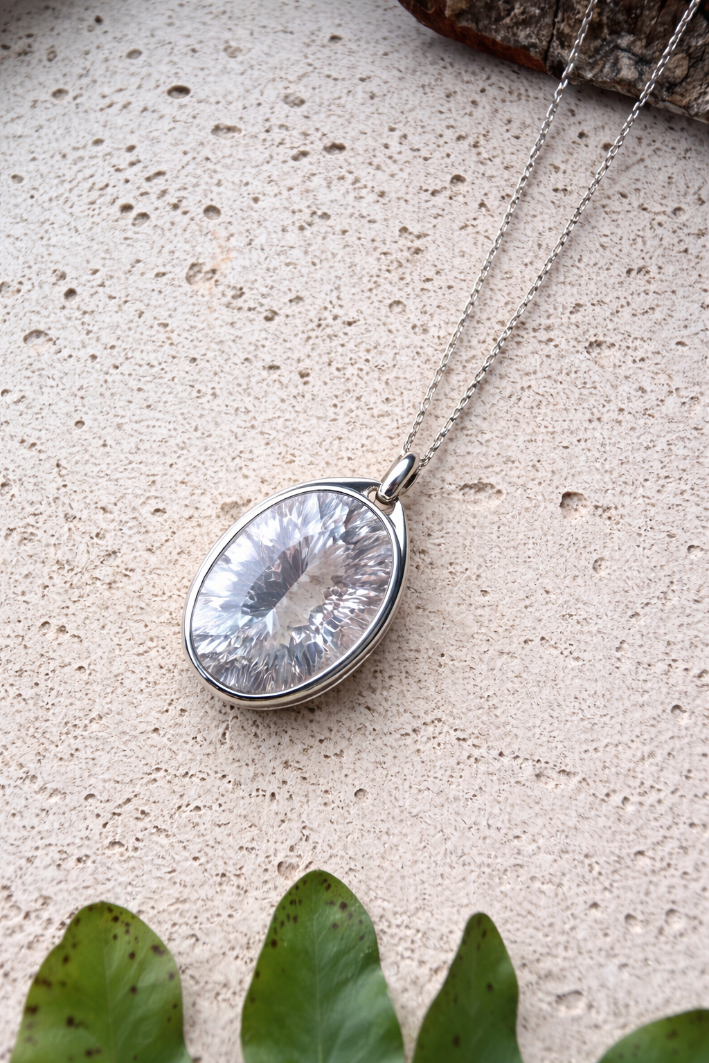 Filigrane Echtsilber Bergkristall Halskette Naturstein 925 Silber