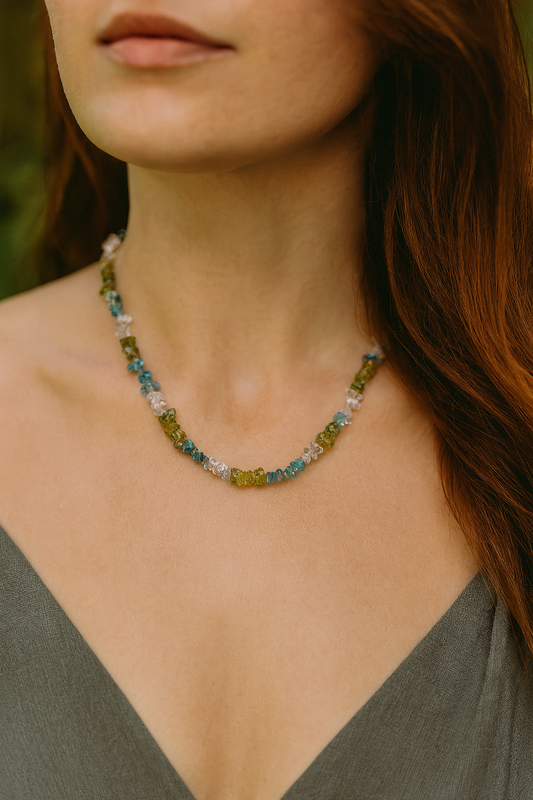 Collier Mix (Apatit, Peridot, Bergkristall) Motivation & Unabhängigkeit