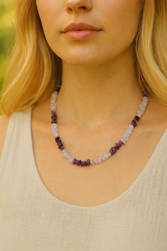 Collier Mix (Amethyst, Rosenquarz, Bergkristall) Schönheit & Wohlbefinden