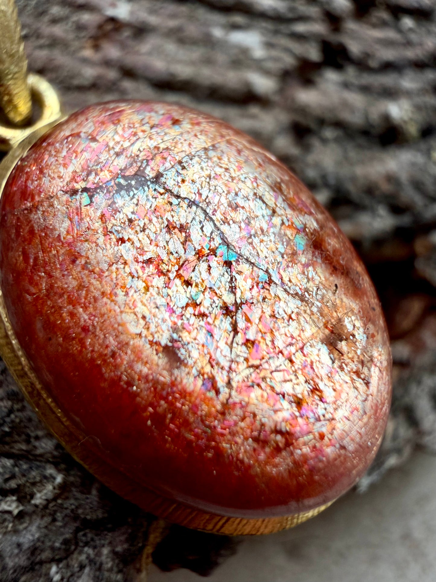 Sonnenstein Halskette – vergoldetes 925 Silber (Einzelstück)