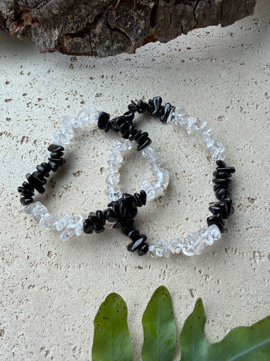 Pärchenarmband - Bergkristall & Turmalin