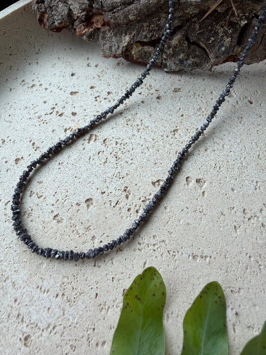 Roh-Diamant Splitterkette mit 925 Silber Karabinerverschluss – Naturstein, Naturlichtmagie