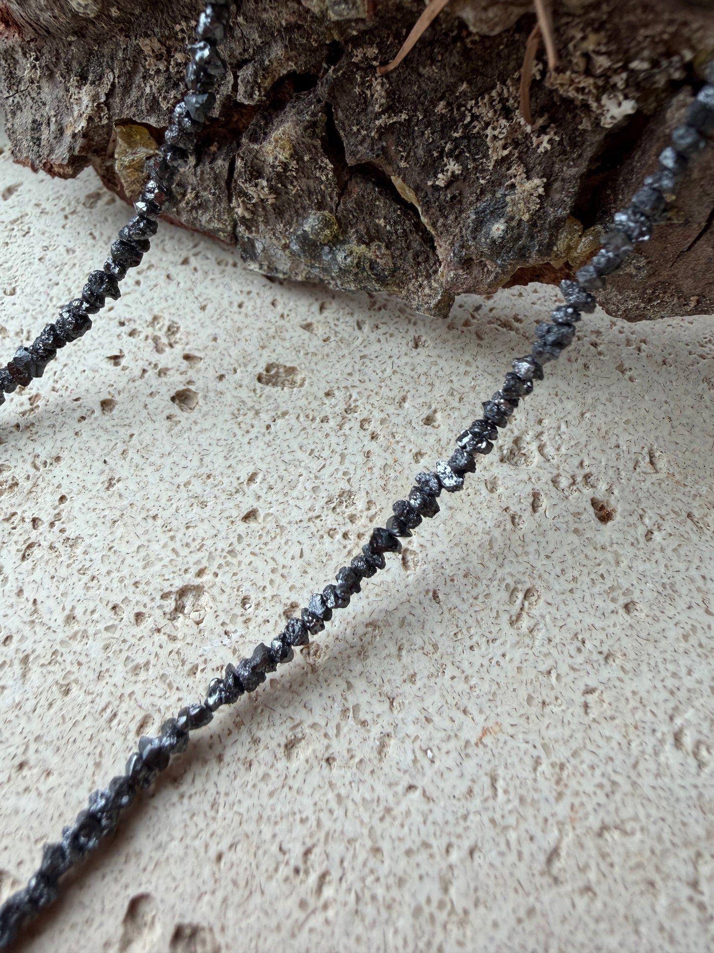 Roh-Diamant Splitterkette mit 925 Silber Karabinerverschluss – Naturstein, Naturlichtmagie