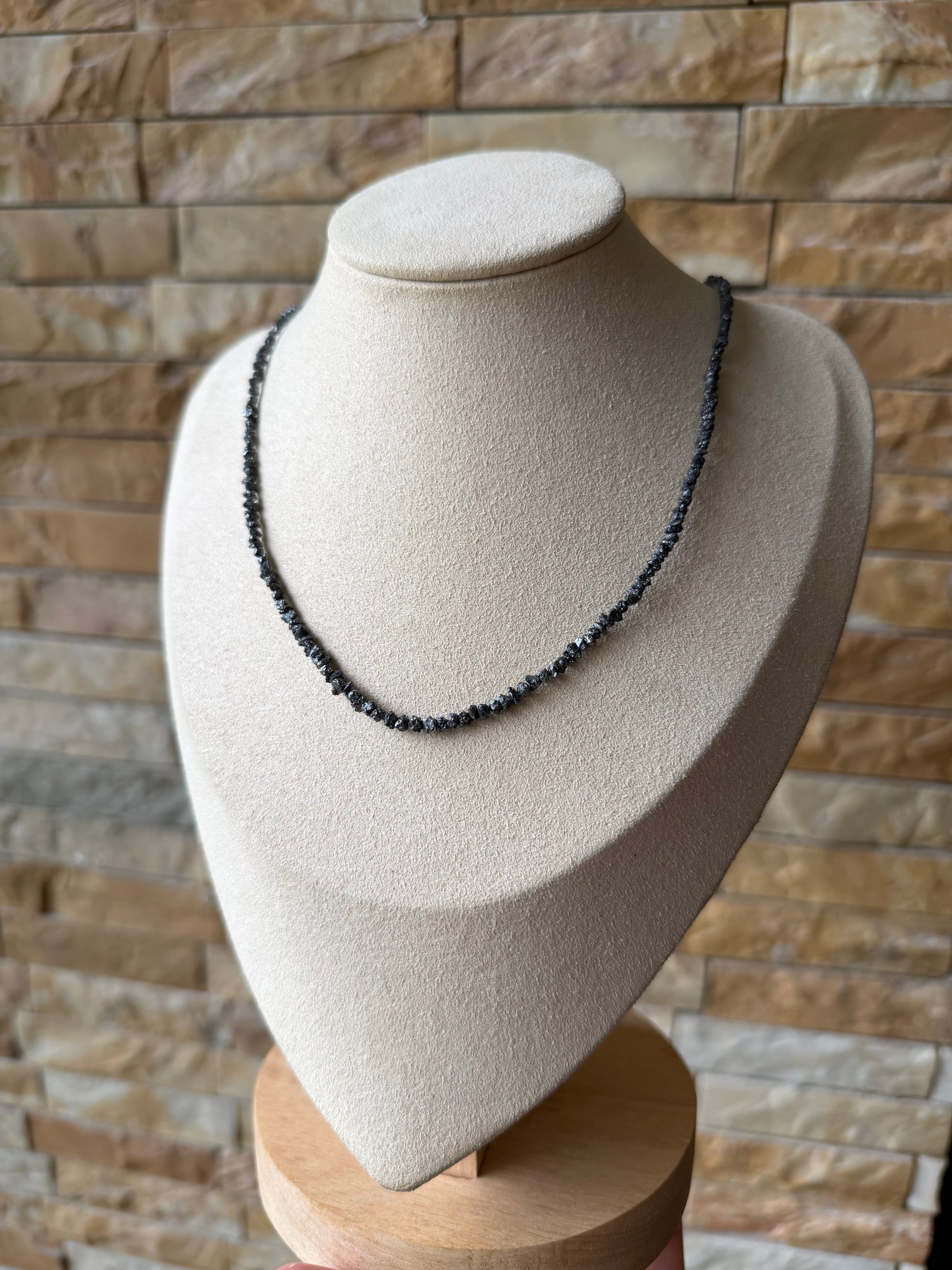 Roh-Diamant Splitterkette mit 925 Silber Karabinerverschluss – Naturstein, Naturlichtmagie