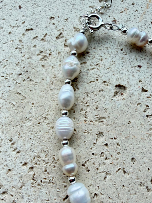 Süßwasserperlen Armband mit 925 Silber, verstellbar – Naturlichtmagie