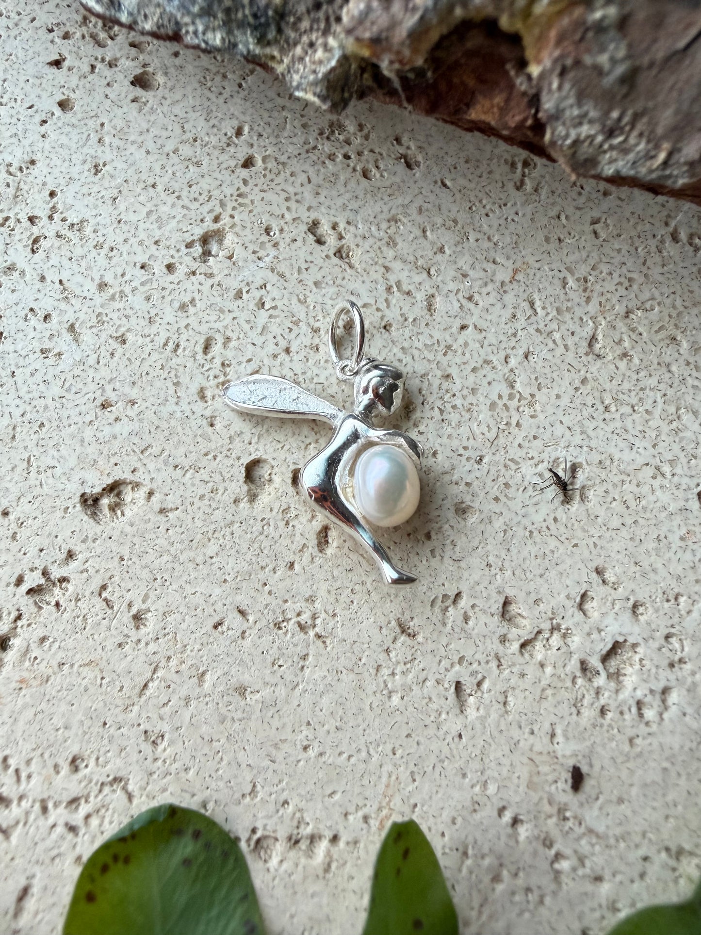 Fee mit Süßwasserperle Anhänger (925 silber)